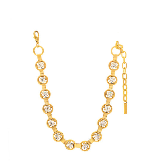 Link Necklace in Antique Gold Clear | Tova Crystal Chain Necklace