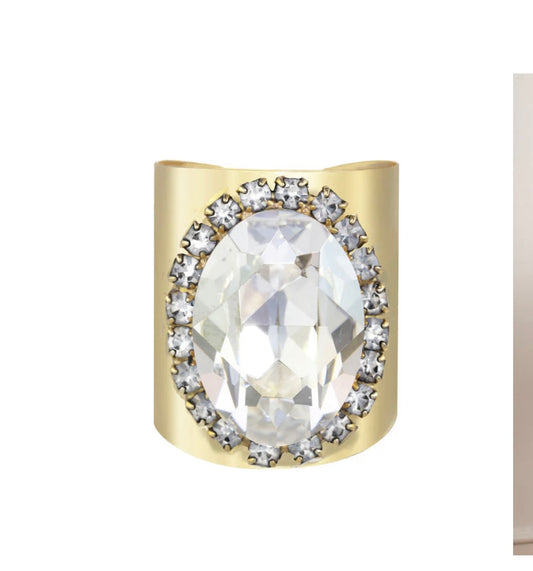 Sydney Gold Ring | Tova Adjustable Crystal Ring in 12k Gold